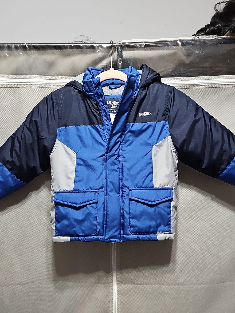 OshKosh B'gosh Blue, Navy & Light Gray Colorblock Puffer Jacket